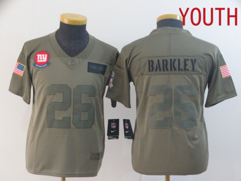 Youth New York Giants #26 Barkley Nike Camo 2019 Salute to Service Limited NFL Jerseys->youth nfl jersey->Youth Jersey